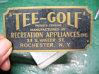 Vintage  Rochester  Ny   tee -golf    Mfg  Recreation  Appliances  Name Plate