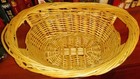 Vintage French Country Petite  blonde  Wicker Laundry Basket