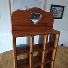 Vtg 80s Heart Cut Out Wood Curio Shadow Box Wall Display Shelf 18 Cubbies