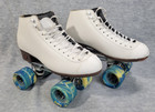 Riedell 117 Roller Skates White Sure Grip Plates Radar Evo Wheels Womens Size 9
