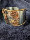 Vintage Wide Steel Copper Brass Mixed Metals Cuff Bracelet Turquoise Cross  513