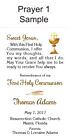Personalized First Holy Communion Remembrance Prayer Cards Set Of 24