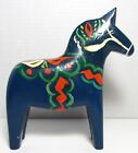Vintage Handcarved And Painted Blue Dala Horse 7 