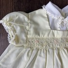 Vintage 80s 90s Baby Girl Yellow Smocked  Collared Full Circle Dress  Size 9m