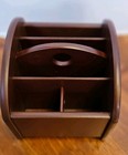 Brown Desktop Desk Organizer Caddy  Multi-compartment  Rotating