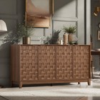 Fluted Sideboard Cabinet With Storage     Solid Wood Buffet For Dining Room  Crede