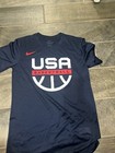Nike Dri Fit Usa Basketball Warm Up Team Issue Shirt Size Small S Blue