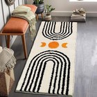 Boho Bathroom Runner Rug 20 x47  Long Abstract Bath Mat For 20x47 Beige