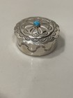 Vintage Navajo Sterling Silver Turquoise Pill Box Trinket Native Signed 11 9g
