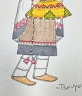 1950   s Original Tse Ye Mu Ink  Water Color Painting Basket Dance Hand Inscribed