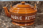 Vintage 1960 s Kookie Kettle Brown Stoneware Tea Pot Cookie Jar - Japan - Nos