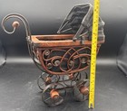 Antique Style Vtg Wicker Rattan Baby Doll Stroller Victorian Carriage Pram Buggy