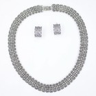 Elegant Marcasite Collar Sterling Silver Necklace   Earrings Set 17 Inch