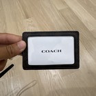 Coach Logo Leather Id document Holder Lanyard Black Women