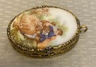 Vintage Mary Chess Solid Perfume Compact Locket Pendant Fragonard Romantic Scene