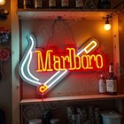 16 x11  Marlboro Cigarettes And Match Smoke Led Neon Sign Dimmer Usb Powered Df