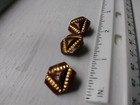 3-vintage Bakelite Buttons Brown W Gold Triangular Vg Cond