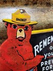 Vintage Smokey Bear Porcelain Sign Old Us Forest Service National Park Fires Usa