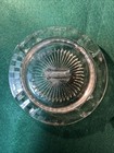 Vintage Art Deco Cigar Clear Glass Round Ashtray Checker Board   Match Holder