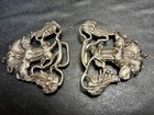 Antique Silver Art Nouveau Belt Buckle Signed Jac With Lion Lion Head And    r   