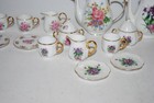 Miniature Porcelain Tea Sets     Floral Design With Gold Trim     Vintage     Lot Of 2