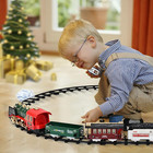 Electric Christmas Train Set - Steam Locomotive Engine  Cargo Cars  Tracks - Rec