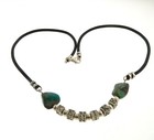 925 Silver Turquoise Leather Necklace  kenike  Necklace