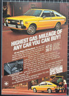 Datsun 210 Hatchback Car Yellow Highest Gas Mileage Vintage Print Ad 1979