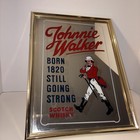 Vintage Johnnie Walker Scotch Whisky Bar Mirror Gold Framed Sign