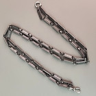 Vintage Watch Chain Double Bar Linked Swivel Dog Clip Silver Tone Layered 16 
