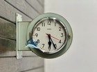 Vintage Citizen Double Sided Marine Ship Clock Seafoam Mint Steel Wall Mount