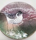 Norman Brumm Copper Enamel Plate 6  Gray Spotted Bird On Rocks Signed