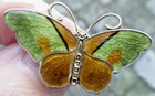 Norwegian Enamel Butterfly Brooch Vintage Sterling Silver Hroar Prydz Of Norway