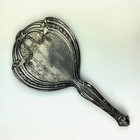 Vintage   Antique Hand Mirror Silver Plate Beveled Glass Vanity Ornate Decor