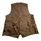 Mens Brown Herringbone Vest Formal Business Button Front Pockets Back Size 20