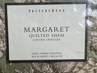 Pottery Barn Margaret Green And Cream 26  X 26  Quilted Euro Pillow Sham New
