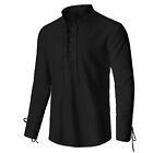 Iwqbq Men s Renaissance Long Sleeved Shirt Pirate Medieval Cotton Shirt Hippi   