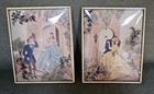 Vintage Convex Reverse Painted Glass Courting Couple Pictures Silhouette 4    X 5   