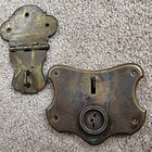 Antique Brass Trunk Lock   French Style  Chest  Rare Vintage Hardware Parts