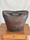 Large 1800s Victorian Antique 19th Century English Brown Leather Top Hat Box