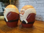 2 Vintage Wooden Festive Santas  Candlestick Holders Made In The Philippines 