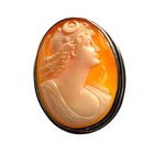 Antique Edwardian Sterling Silver Carved Shell Cameo Brooch Pendant 925