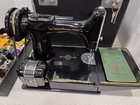 Vintage Featherweight Portable Singer Sewing Machine 221-1 W case   Key   Extras