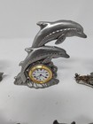 Spoontiques Pewter Dolphin Figurines Lot With Pewter Dolphin Desk Clock