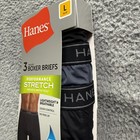 Hanes Boxer Briefs Mens Large L 36-38 Black 3 Pack Tagless Performance Stretch