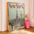 New York City Retro Poster - Empire State Building Print - Vintage Travel Art