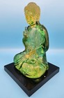 Vintage Lucite Buddha Statue Figurine 10  Acrylic Translucent Citrine Green
