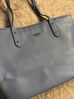 Coach City Zip Tote F58846 Blue Crossgrain Leather Shoulder Bag Large