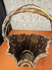 Vtg Japanese Bamboo Ikebana Flower Basket 18  Tall