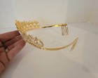 Gold Rhinestone Tiara Crown Bridal Wedding Princess Prom Headband Crystal